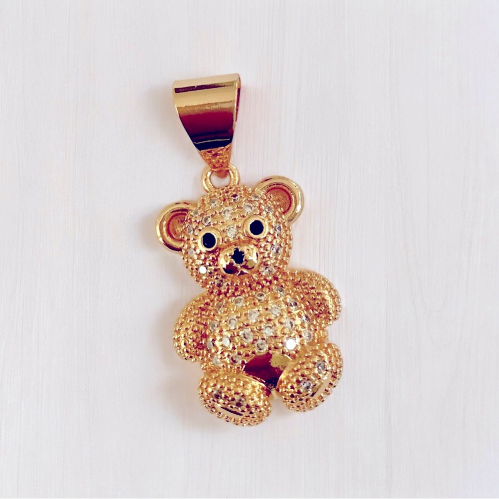 BRAND NEW 24 KT YELLOW GOLD PLATED BEAR CHARM PENDANT